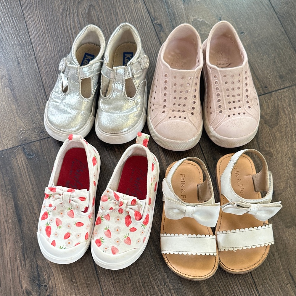 Girls Mixed Styles Shoe Bundle - Pink, Gold, White & Cream
